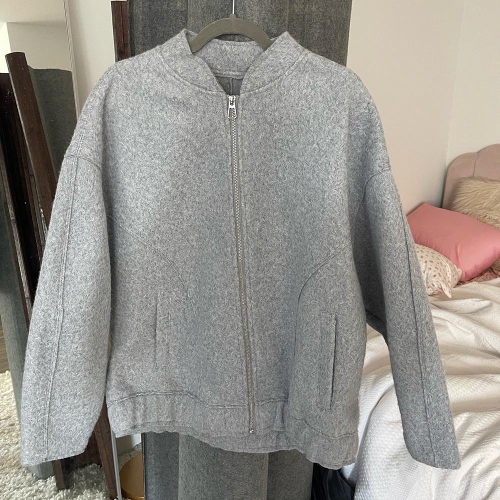 Zara Grey Oversized Bomber